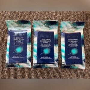 Lot of 3 Pacifica Underarm Deodorant Wipes 10 Wipes Per Pack brand new